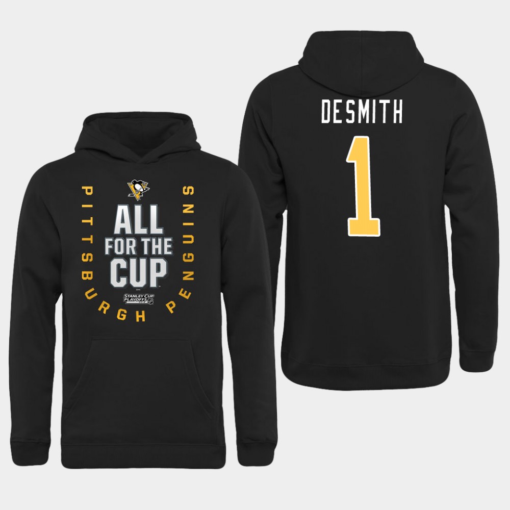 Men NHL Pittsburgh Penguins #1 Desmith black All for the Cup Hoodie->customized nhl jersey->Custom Jersey